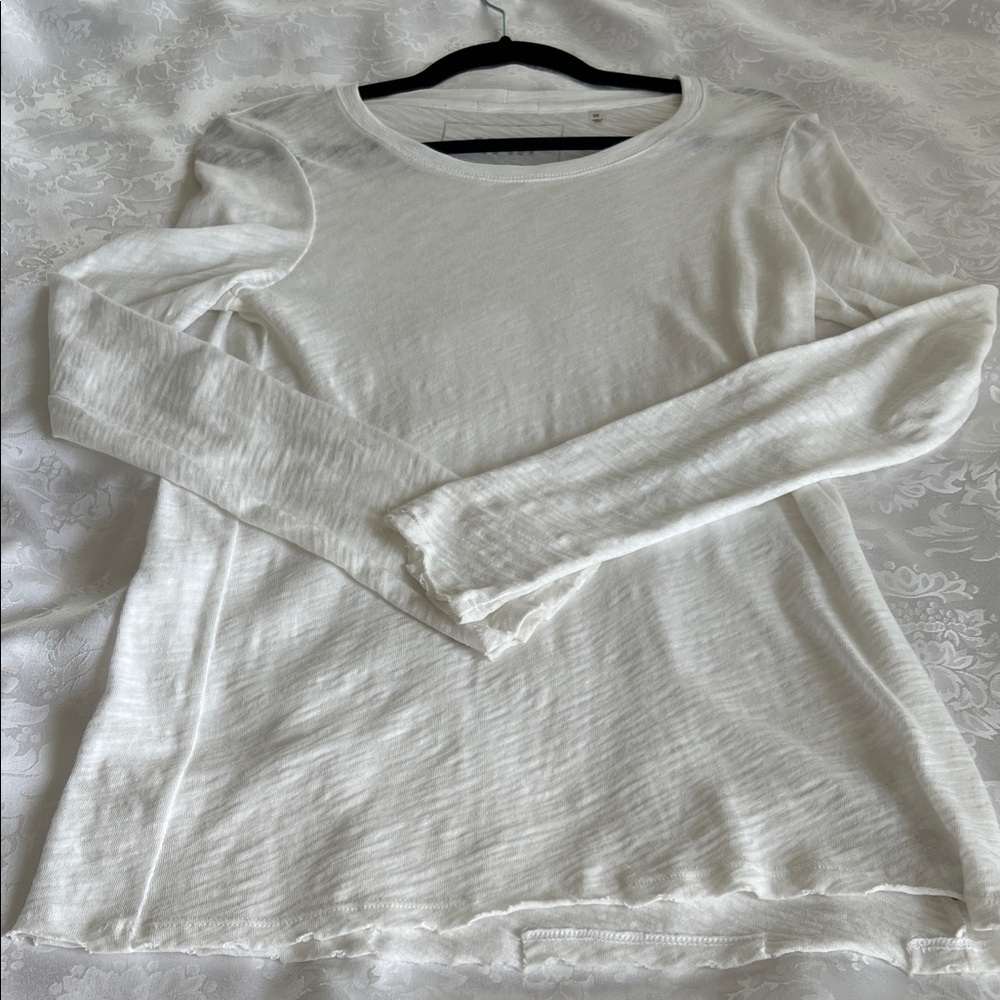 ATM Anthony Thomas Melillo White Long Sleeve Semi Sheer Top in size S/P.
